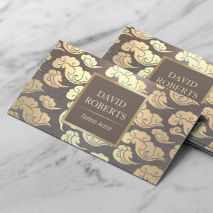 Carte De Visite Tatouage Artiste Vintage Or Oriental Metallic