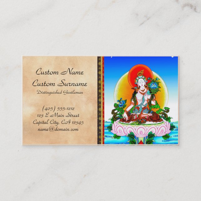 Carte De Visite Tatouage blanc Tara de thangka tibétain oriental (Devant)