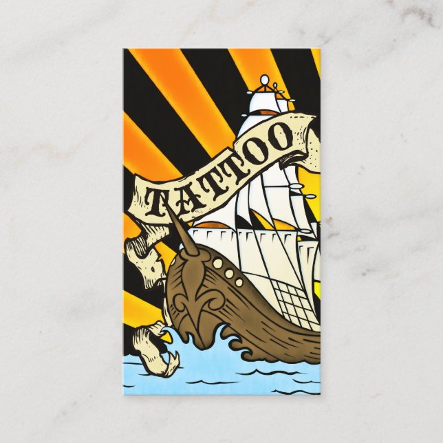Carte De Visite tatouage de bateau de pirates (Devant)