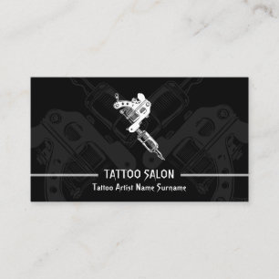 Carte De Visite Tatouage minimaliste moderne noir pistolet