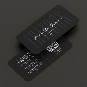 Carte De Visite Tatouage tatouage Artiste Script Black Modern
