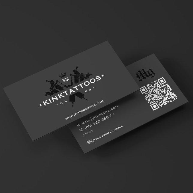 Carte De Visite Tatouage Tatouiste Tatouage Artiste Couronne Charb (Bold Tattooist Tattoo Artist Crown Charcoal Business Card
)