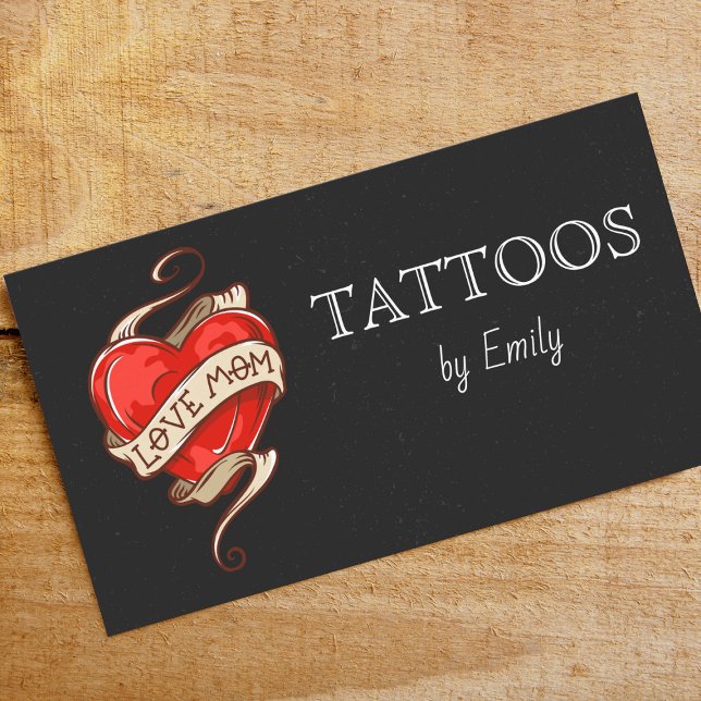 Carte De Visite Tatouages Par Votre Nom Simple Grungy Minimale (Créateur téléchargé)