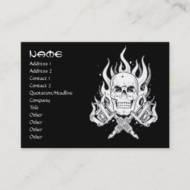 Carte De Visite Tatto tribal blanc noir élégant simple frais de (Devant)