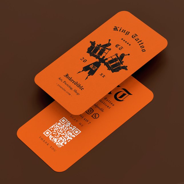 Carte De Visite Tattoo Artist Orange Tattooist Minimal  (Tattoo Artist Orange Tattooist Minimal Business Card
)