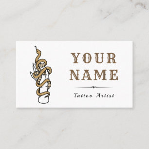 Carte De Visite Tattoo Artist Salon Serpent Brown Moderne tendance