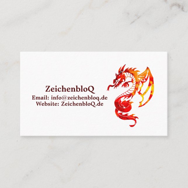 Carte De Visite Tattoo de Red Fire (Devant)
