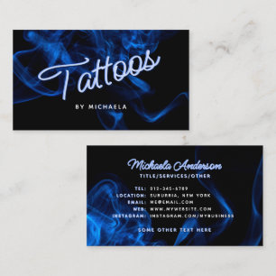 CARTE DE VISITE *TATTOO MODERNE AU NÉON BLEU ET À LA FUMÉE*