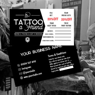 Carte De Visite Tattoo Referral Card Template | Tattoo a Friend 