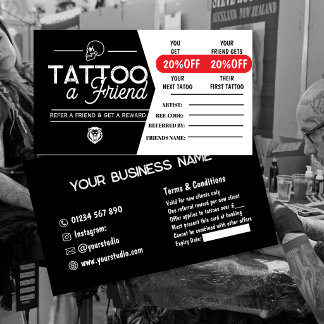 Carte De Visite Tattoo Referral Card Template | Tattoo a Friend 
