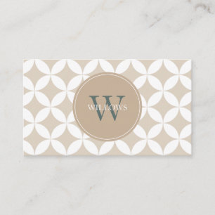 Carte De Visite Taupe, Blanc et Sage Green Monogramme