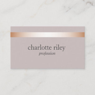 Carte De Visite Taupe   Moderne Rose Or rayé élégant