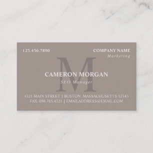 Carte De Visite Taupe Monogramme Professionnel