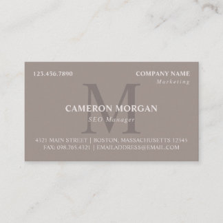 Carte De Visite Taupe Monogramme Professionnel
