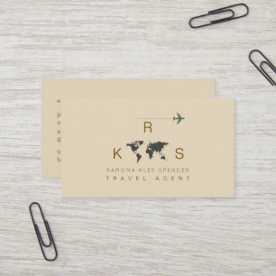Carte De Visite Taupe Nettoyer Monogramme Voyage
