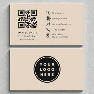 Carte De Visite Taupe Neutral Professionnel Logo de l'entreprise C