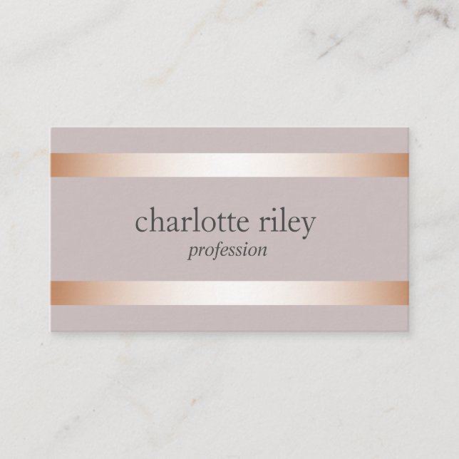 Carte De Visite Taupe | Rose moderne Gold Stripes élégant (Devant)