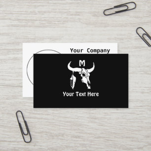 Carte De Visite Taureau blanc de Longhorn avec plumes blanches