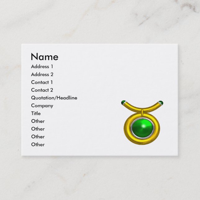 Carte De Visite TAURUS GOLD ZODIAC JEWEL Émeraude Vert Blanc (Devant)