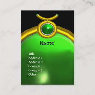 CARTE DE VISITE TAURUS GOLD ZODIAC JEWEL GREEN EMERALD MONOGRAMME