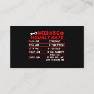 Carte De Visite Taux horaire mécanique - mécanique