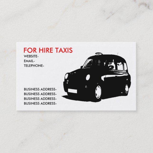 Carte De Visite Taxi britannique (Devant)