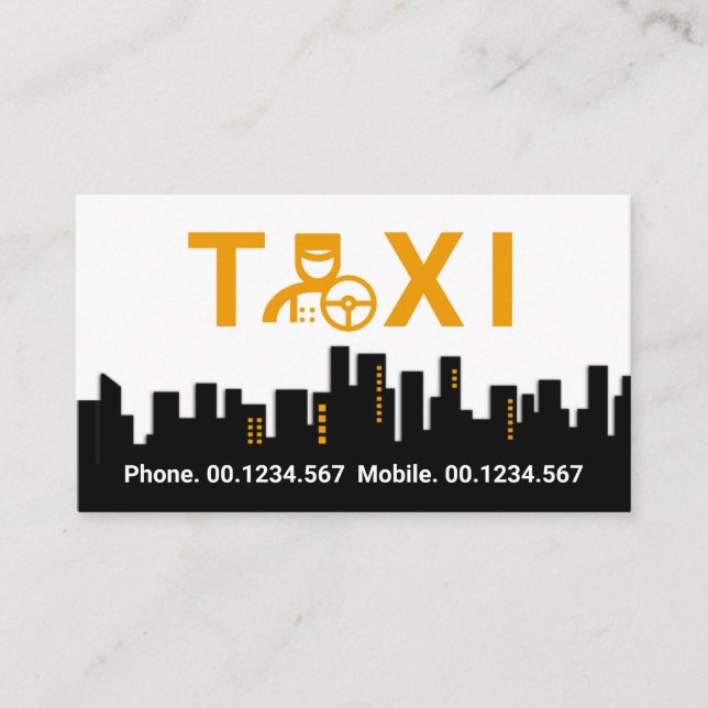 Carte De Visite Taxi Chauffeur Centre Ville Silhouette (Devant)