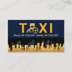 Carte De Visite Taxi Chauffeur Gold City Skyline
