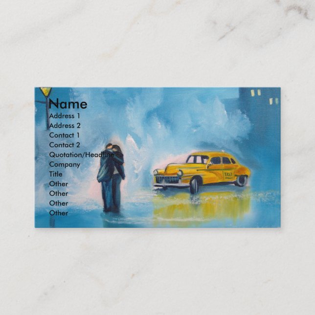 CARTE DE VISITE TAXI DE JAUNE DE COUPLES DE JOUR PLUVIEUX (Devant)