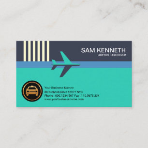 Carte De Visite Taxi de l'aéroport Creative Blue Airplane Runway