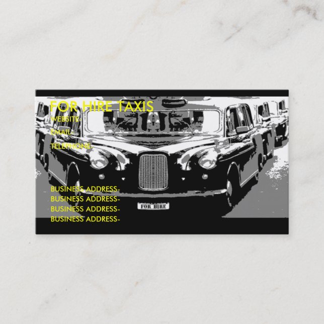 Carte De Visite Taxi de Londres (Devant)