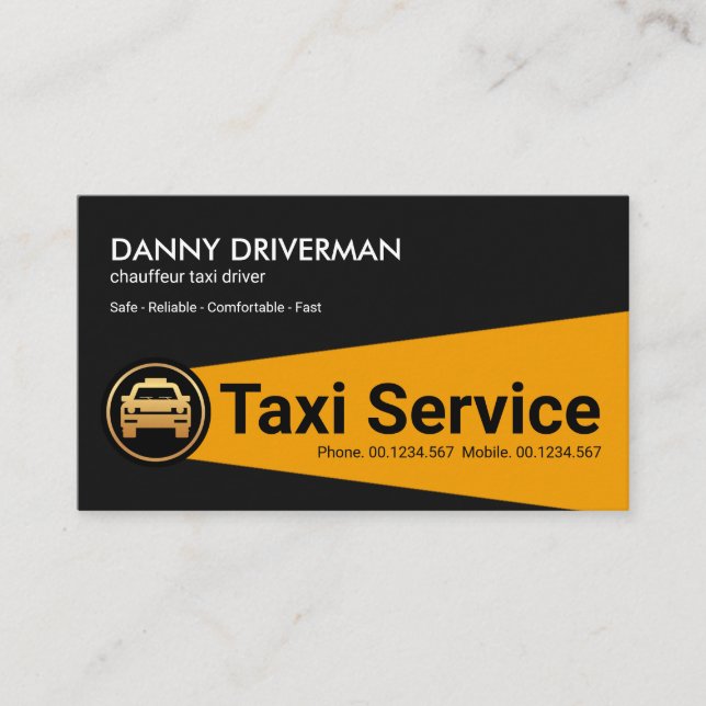 Carte De Visite Taxi de nuit à lampe de poche jaune (Devant)