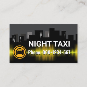 Carte De Visite Taxi de nuit Bâtiment de la ville Silhouette