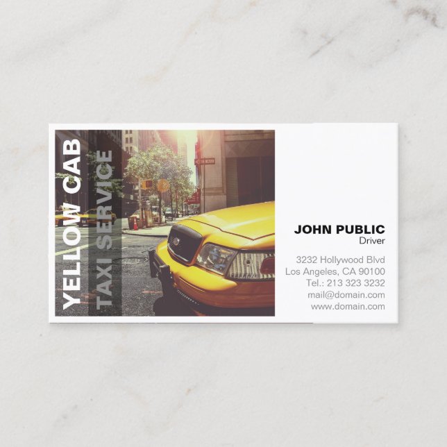 Carte De Visite Taxi de taxi jaune Gras moderne (Devant)
