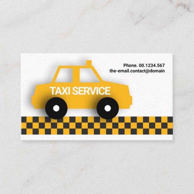 Carte De Visite Taxi Jaune Cute Sur Demande Chauffeur De Location  (Devant)