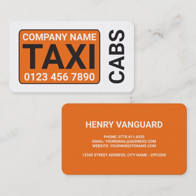 Carte De Visite Taxi orange (Devant / Derrière)
