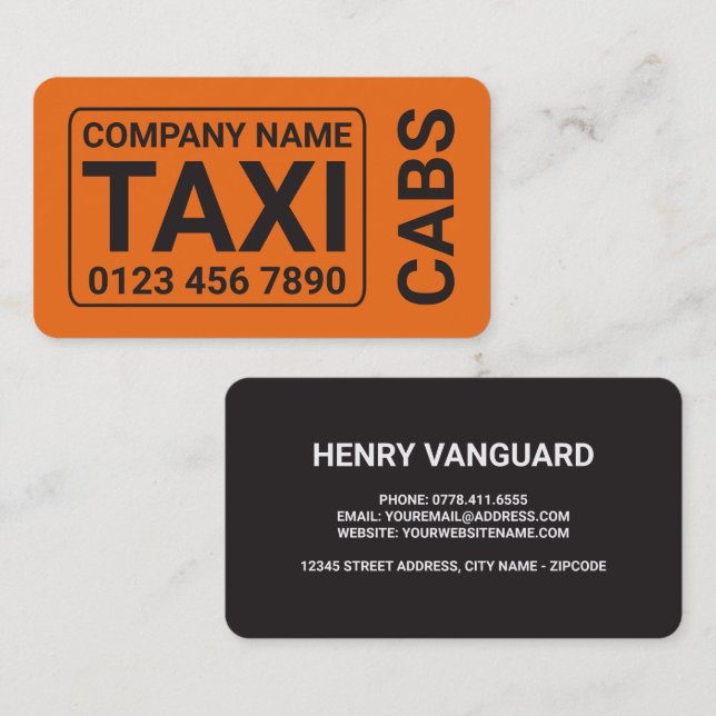 Carte De Visite Taxi orange (Devant / Derrière)