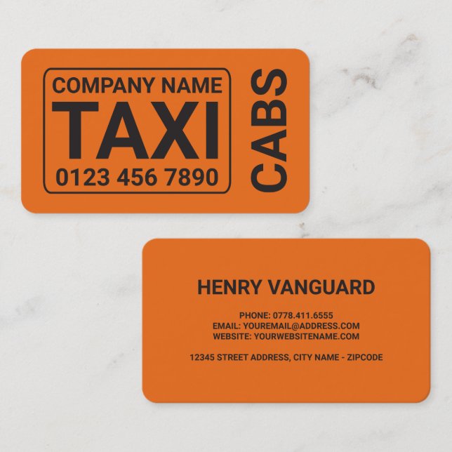 Carte De Visite Taxi orange (Devant / Derrière)