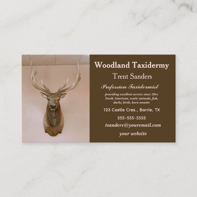 Carte De Visite Taxidermie modifiable (Devant)