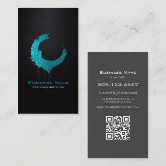 Carte De Visite Teal Glitter Swirl • Custom Editable Black Carbon