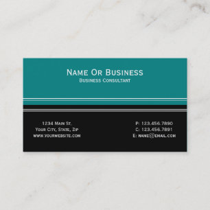 Carte De Visite Teal Green et Noir Minimaliste Entreprise Contact