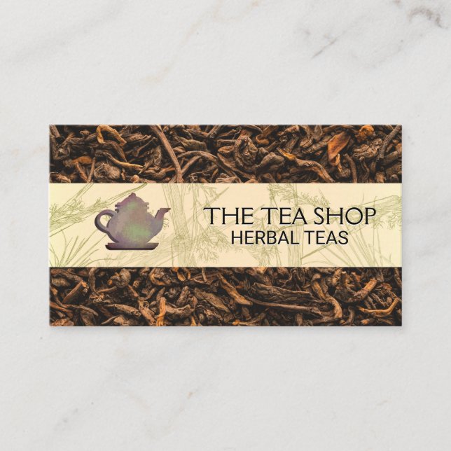 Carte De Visite Teapot rustique | Feuilles de thé séchés (Devant)