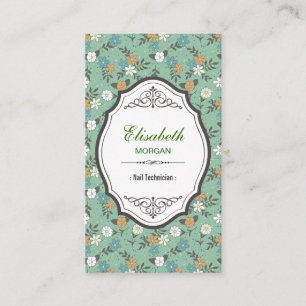 Carte De Visite Technicien à ongles - Élégant Vintage floral