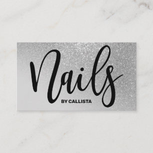 Carte De Visite Technicien à ongles Gris Argent Parties scintillan