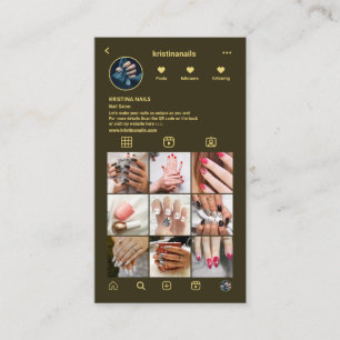 Carte De Visite Technicien à ongles Instagram Photo Collage Vert f