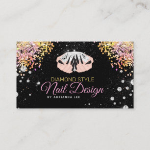Carte De Visite Technicien à ongles Parties scintillant diamant L