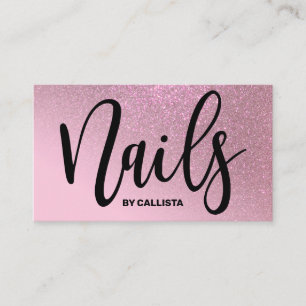 Carte De Visite Technicien à ongles Rose Parties scintillant rose 