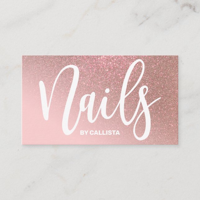 Carte De Visite Technicien à ongles Rose Rose Gold Parties scintil (Devant)