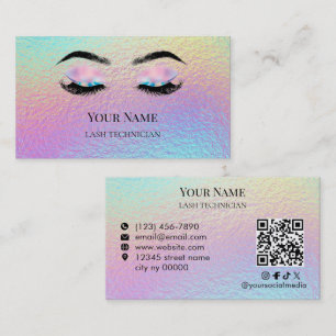 Carte De Visite Technicien de cils à code QR holographique