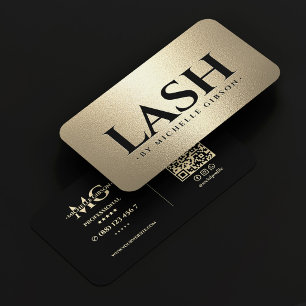 Carte De Visite Technicien de Cils de Luxe Studio Noir Faux Or